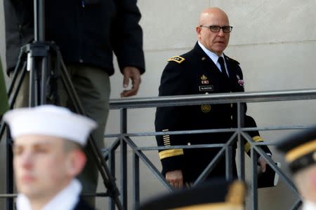 White House National security adviser Lt. Gen. H.R. McMaster arrives at the Pentagon in Washington, U.S., March 16, 2017. REUTERS/Yuri Gripas