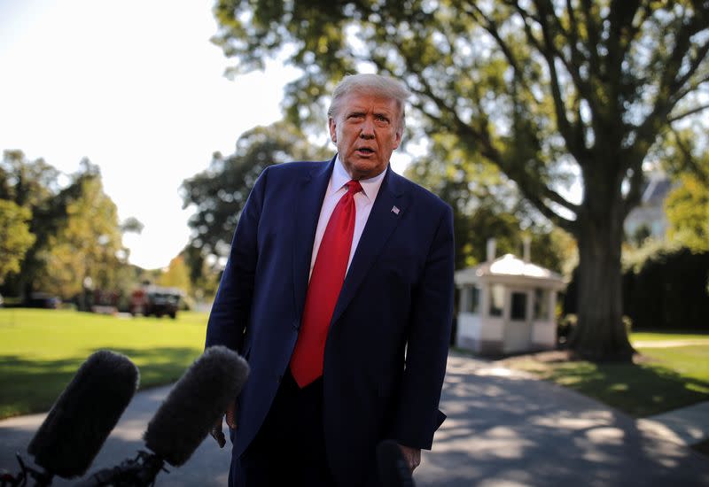 U.S. President Trump departs for campaign travel to Ohio at the White House in Washington