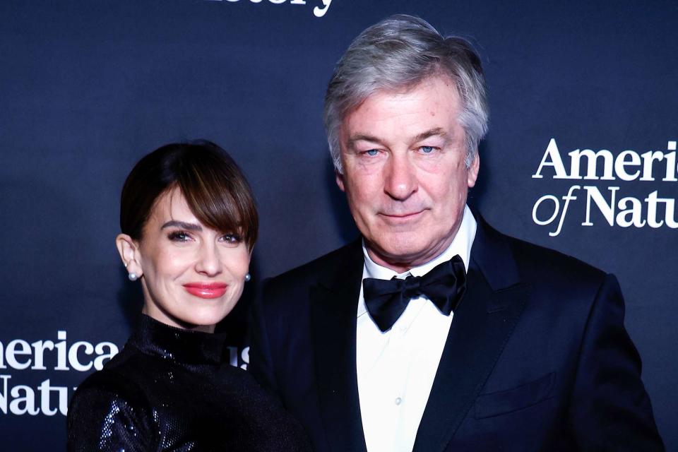 <p>John Lamparski/WireImage</p> Hilaria Baldwin and Alec Baldwin attend the 2023 American Museum Of Natural History Gala