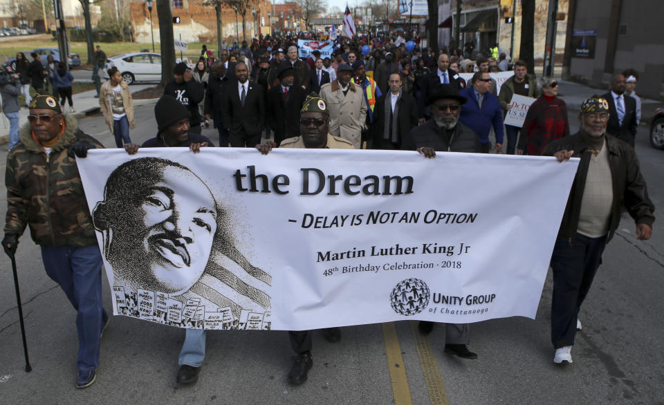 Activists hold Martin Luther King Day marches