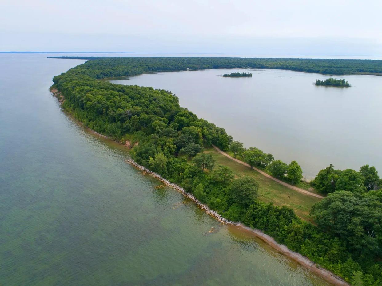 The Chambers Island isthmus that runs between Lake Mackaysee and the bay of Green Bay has been donated by private landowners to the Door County Land Trust to be included in the island's 900-acre nature preserve.