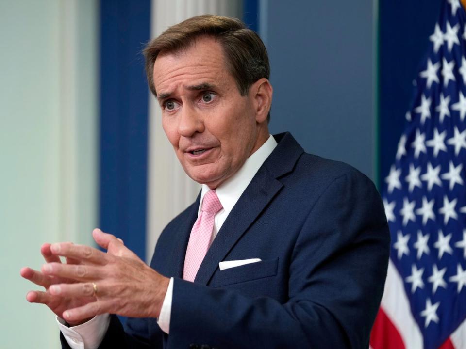 National Security Council spokesman John Kirby speaks during the daily press briefing at the White House in Washington on Monday July 8 2024 (Susan Walsh/AP)