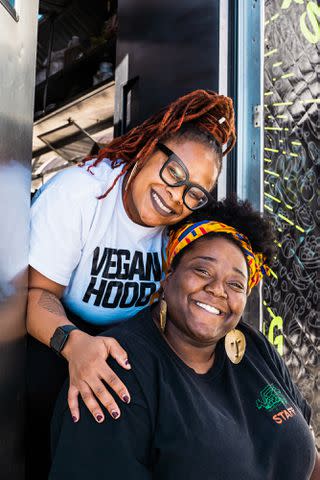 Sabrina Sellers Ronnishia Johnson and Rheema Calloway of the Vegan Hood Chefs food truck in Richmond, California.