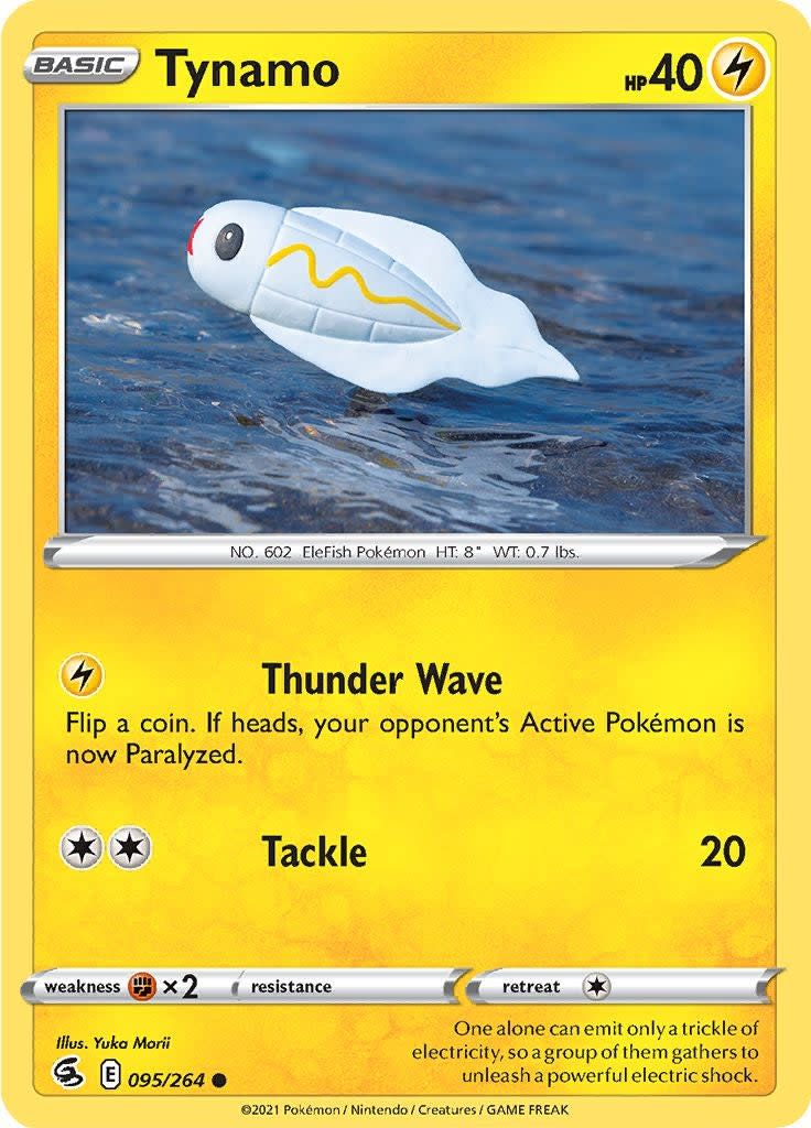 A Tynamo Pokemon card.