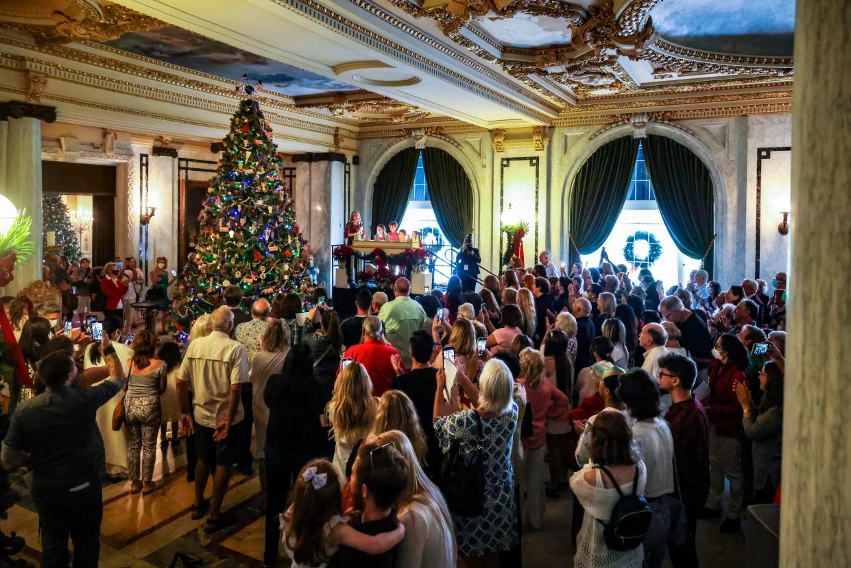 The annual Christmas Tree-lighting and holiday festivities will be held Dec. 3 at Palm Beach's Whitehall, which was built as a private home by 1903 by Henry M. Flagler and is now a museum.