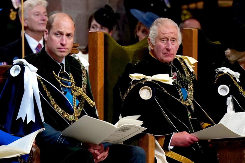 Prince William and King Charles attend the National Service of Thanksgiving and Dedication for King Charles and Queen Camilla in Edinburgh in July, 2023 (Getty Images)
