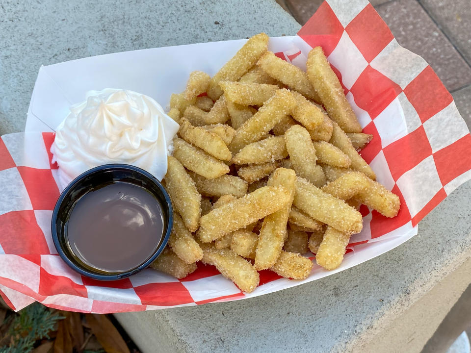 Granny's Apple Fries dipped in caramel is one of my favorite theme park treats. (Terri Peters)