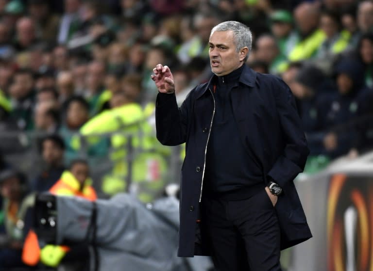 Manchester United's manager Jose Mourinho pictured during their Europa League match against Saint-Etienne, at the Geoffroy Guichard stadium in Saint-Etienne, France on February 22, 2017
