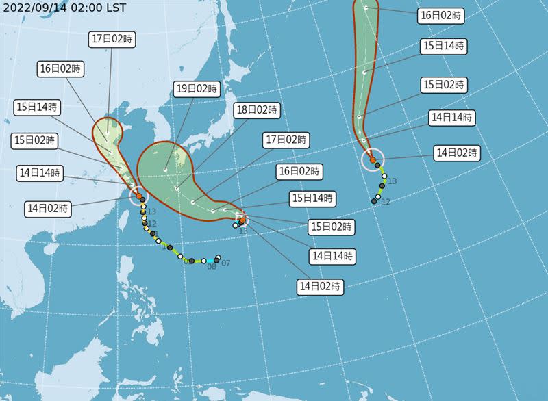 最新颱風路徑。（圖／翻攝自中央氣象局）