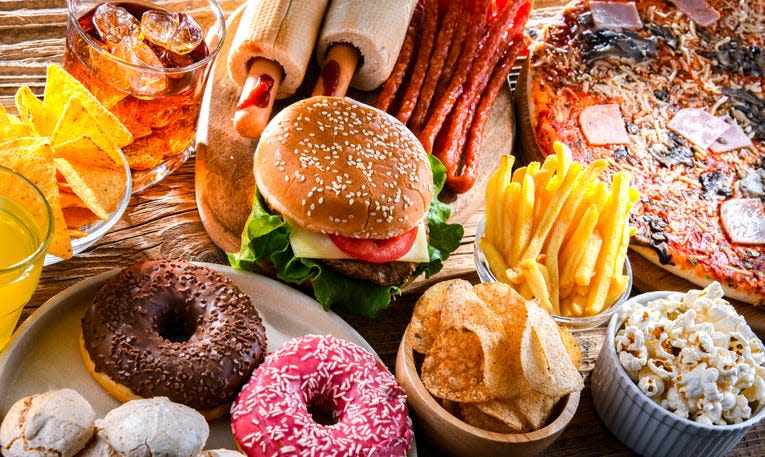 Artificially sweetened ultraprocessed foods can include cheeseburgers, fries, donuts, chips and popcorn