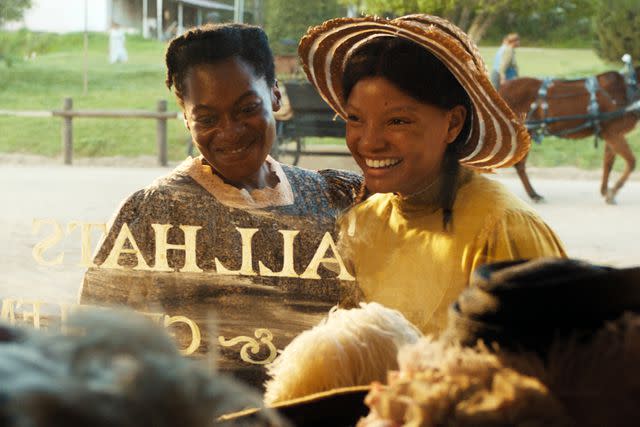 <p>Courtesy Warner Bros. Pictures</p> Phylicia Peral Mpasi and Halle Bailey in 'The Color Purple,' 2023