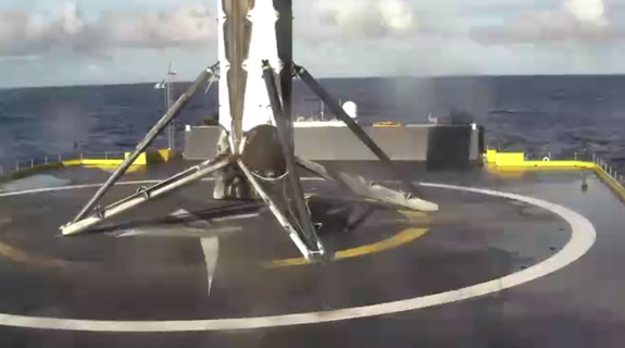 The booster after it landed back on a drone ship in 2016.