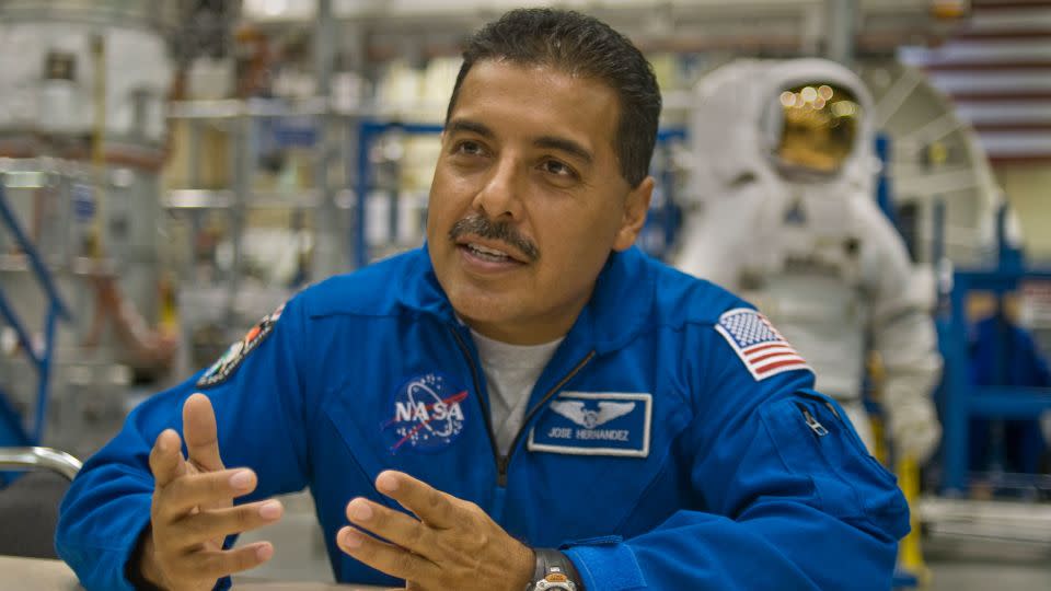 Hernández discusses his upcoming space shuttle flight in a 2008 interview. - Steve Ueckert/Houston Chronicle/AP