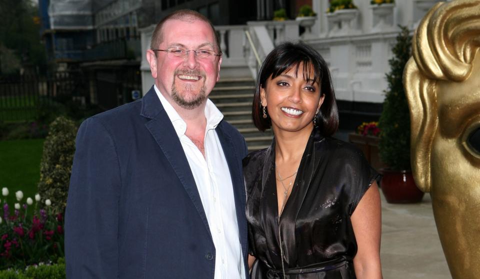 Charles Dale, pictured with fellow soap star Sunetra Sarker, runs a music shop in Tenby. (PA)