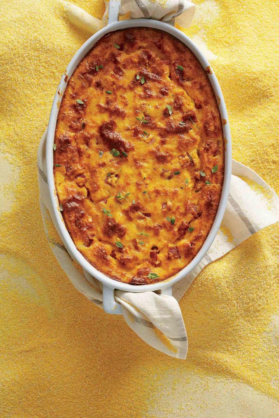 Cheesy Ham, Corn, and Grits Bake