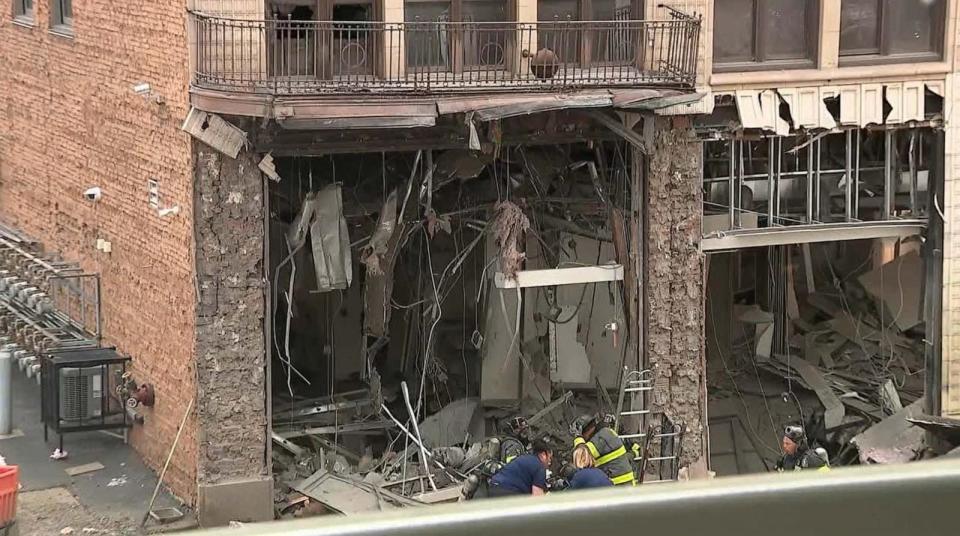 PHOTO: In this screen grab from a video, first responders work at the scene of an explosion in Youngstown, Ohio, on May 28, 2024. (WYTV)