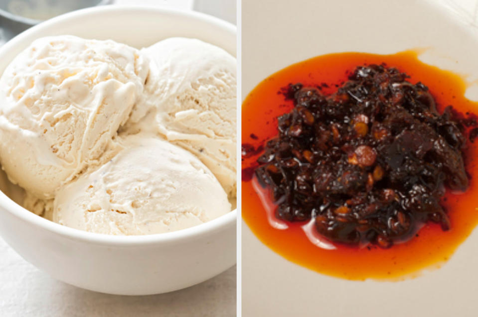 bowl of ice cream and chili