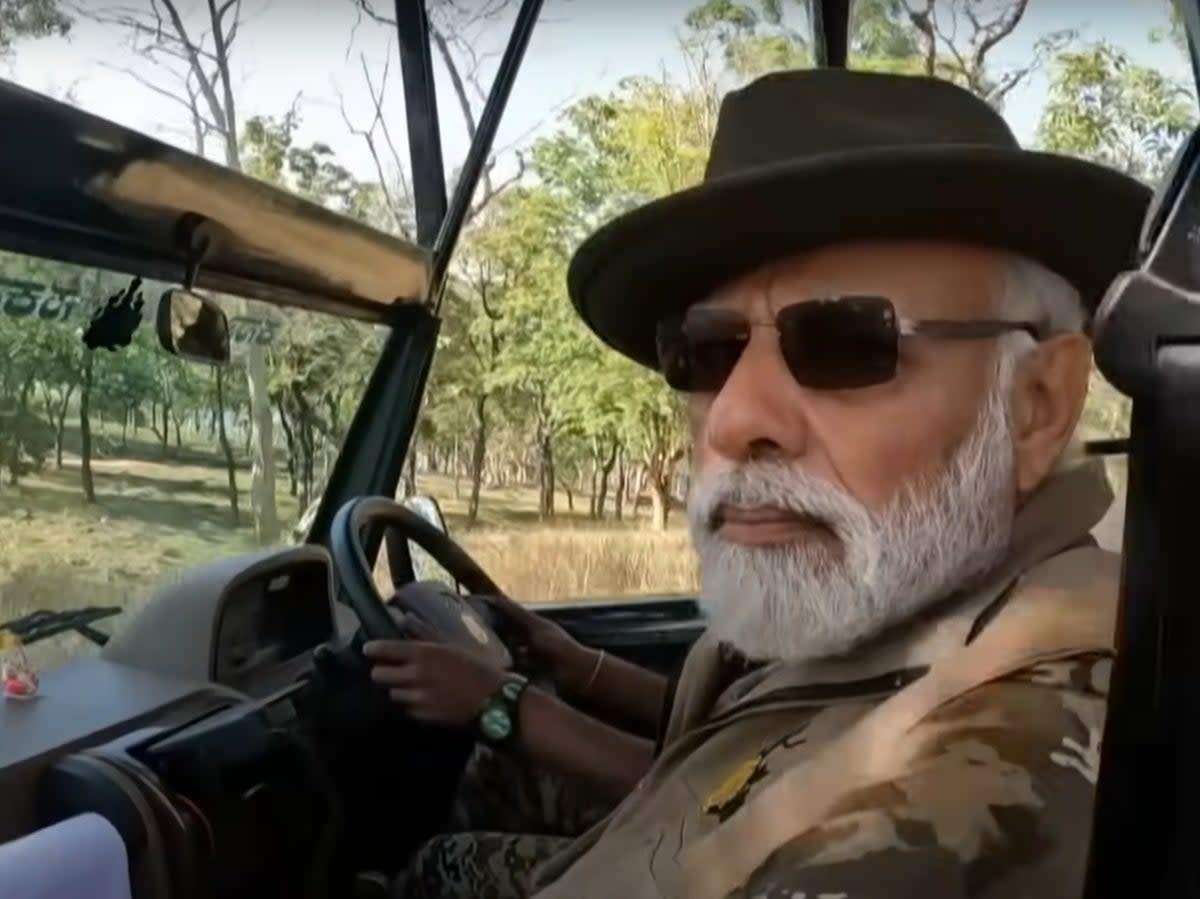 PM Narendra Modi on safari in Bandipur Tiger Reserve in Karnataka, India  (Narendra Modi / YouTube)