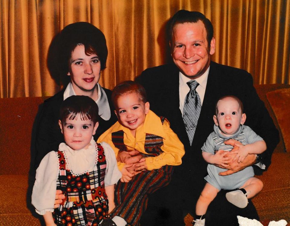 Edward Edwards (top right) with his wife (top left) and three of his children, including April at 3 years old (bottom left)