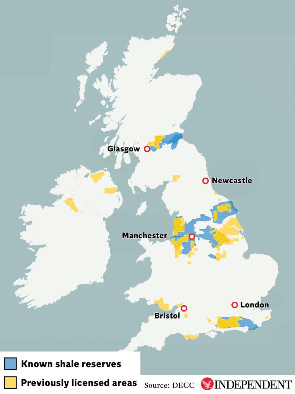 A number of sites across the UK have licences for exploration (The Independent)