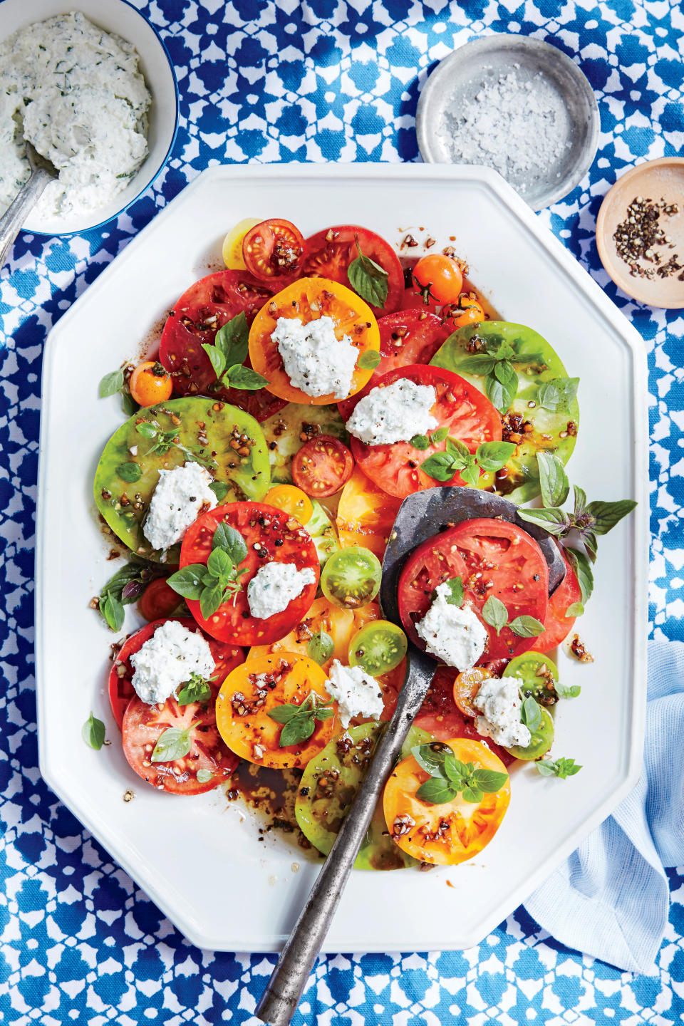 Tomato Salad with Herbed Ricotta and Balsamic Vinaigrette