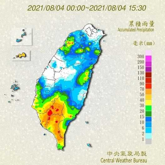 全台累積雨量圖。（圖／中央氣象局）