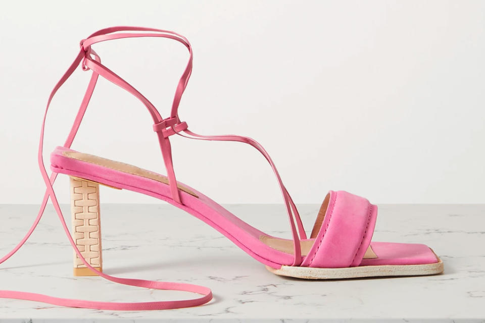 pink sandals, square-toe, jacquemus