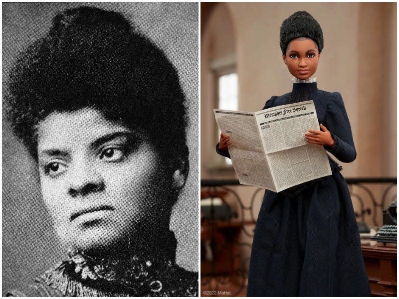 Left: Ida B. Wells. Right: Ida B. Wells as a Barbie doll.