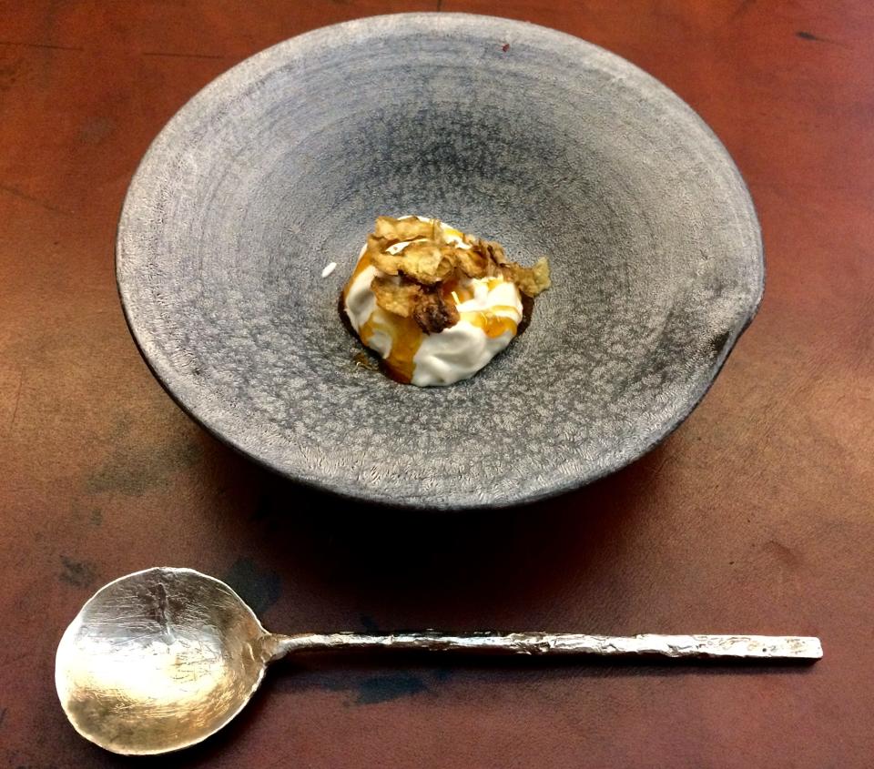 Baked potato aligot with burnt juniper resin at The Catbird Seat.