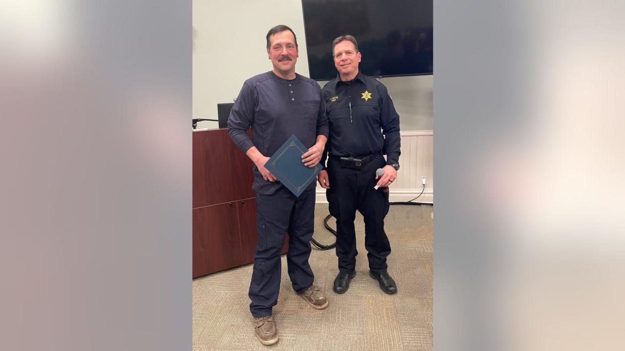 <div>Jared Read recently received two Lifesaving Awards for helping a trapped motorist escape their burning vehicle after witnessing a crash while on the job. (CITGO)</div>