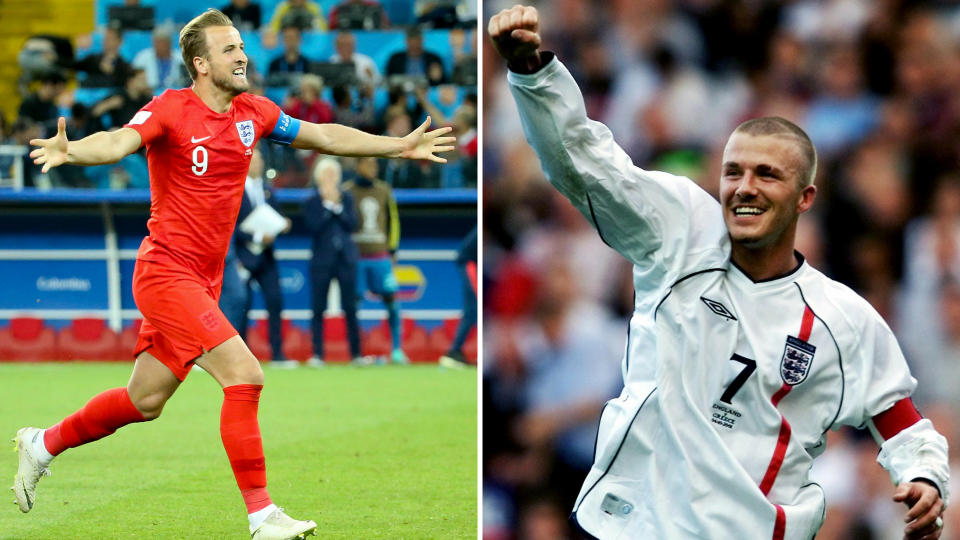 Harry Kand and David Beckham – both England captains but both to get beyond the World Cup quarter-finals