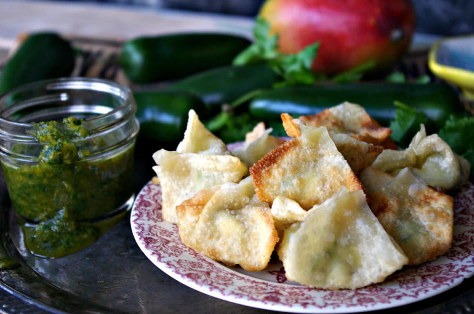 <p>Shea Goldstein</p><p>These jalapeño popper dumplings are so good and so, so <em>easy</em>. They will impress your dinner guests, coworkers and friends!</p><p><strong>Get the recipe: </strong><strong><em><a href="https://parade.com/842727/sheagoldstein/jalapeno-popper-dumplings/" rel="nofollow noopener" target="_blank" data-ylk="slk:Jalapeño Popper Dumplings;elm:context_link;itc:0;sec:content-canvas" class="link ">Jalapeño Popper Dumplings</a></em></strong></p>