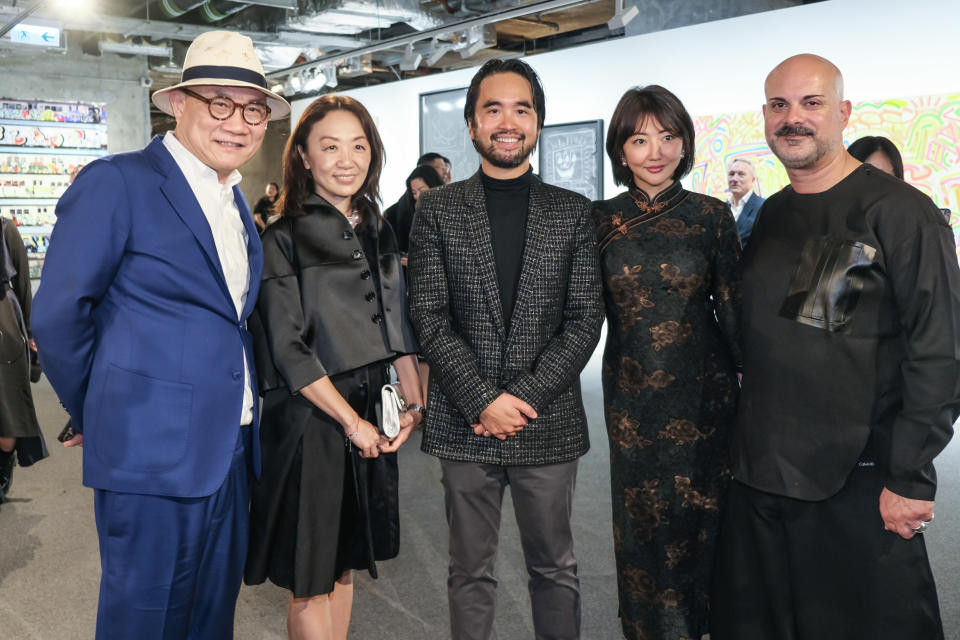 Adrian Cheng, Thomas Shao,  Mark Rappolt, Jen Hua, and Yand Fang attend the opening night of City as Studio at K11 Musea on March 19, 2023 in Hong Kong, China.