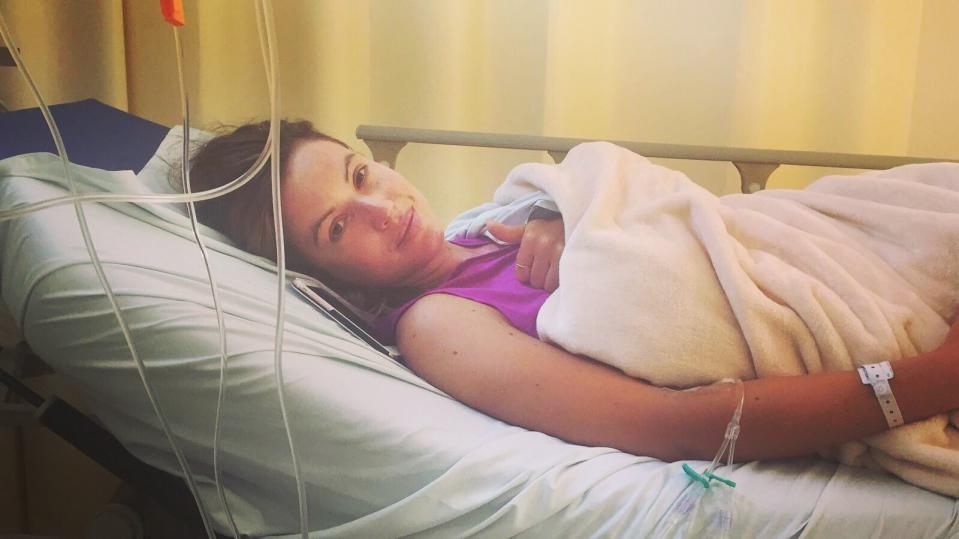 Television personality Charlie Webster in a photo she posted from her Rio hospital bed. (Twitter)