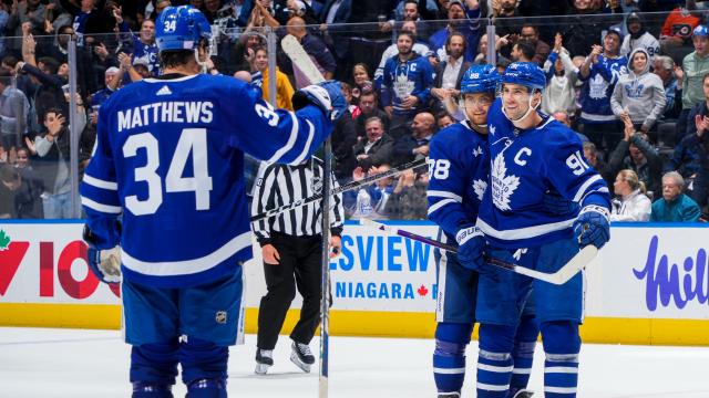 John Tavares of the Toronto Maple Leafs makes his way to the ice