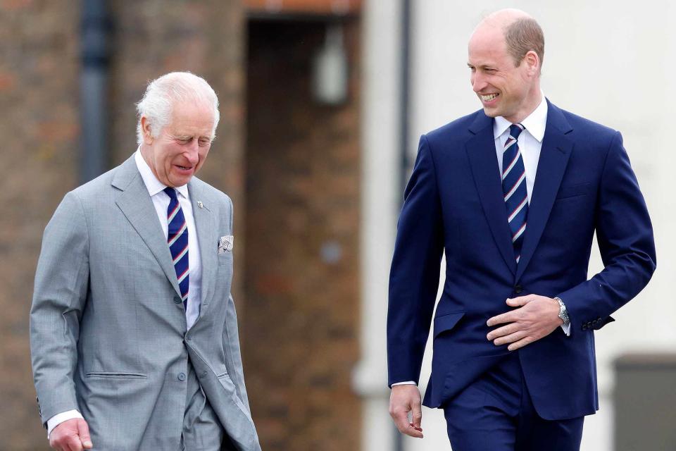 <p>Max Mumby/Indigo/Getty </p> King Charles and Prince William at the official handover of the Colonel-in-Chief of the Army Air Corps role at the Army Aviation Centre in Stockbridge, England, on May 13, 2024. 