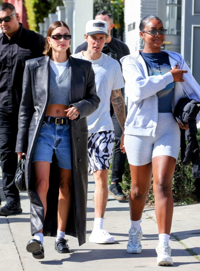 Hailey Bieber's Denim Shorts With Socks & Loafers: Photos – Hollywood Life