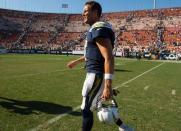 Sep 23, 2018; Los Angeles, CA, USA; Los Angeles Chargers quarterback Philip Rivers (17) walks off the field after the Chargers lost to the Los Angeles Rams 35-23 at Los Angeles Memorial Coliseum. Mandatory Credit: Robert Hanashiro-USA TODAY Sports