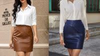 Zeagoo High Waisted Faux Leather Mini Skirt