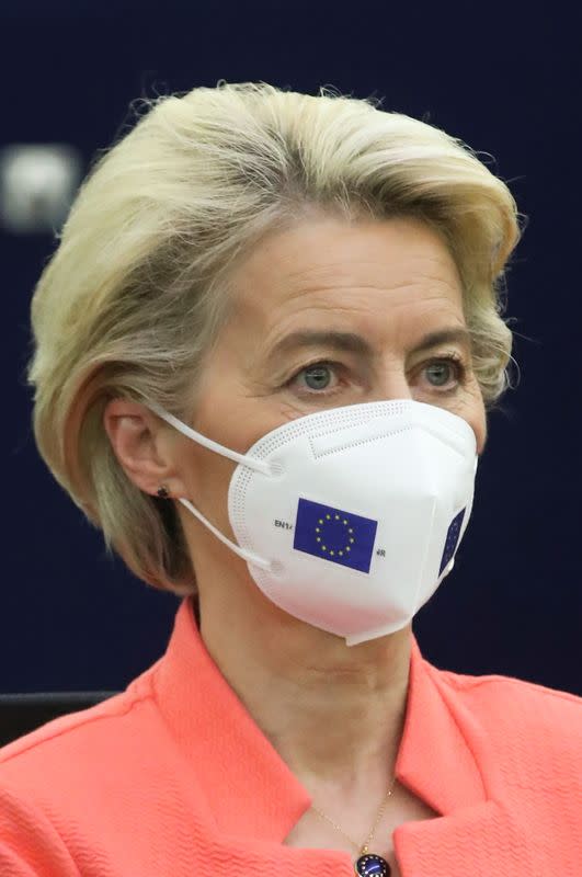 EU Commission President von der Leyen speaks at European Parliament in Strasbourg