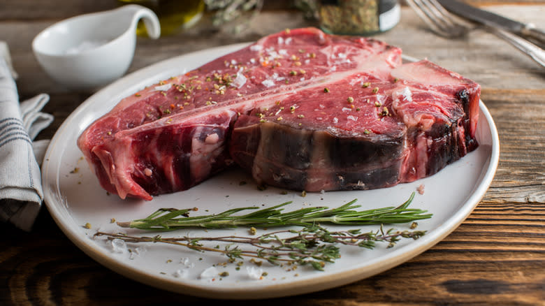 T-bone steak on plate