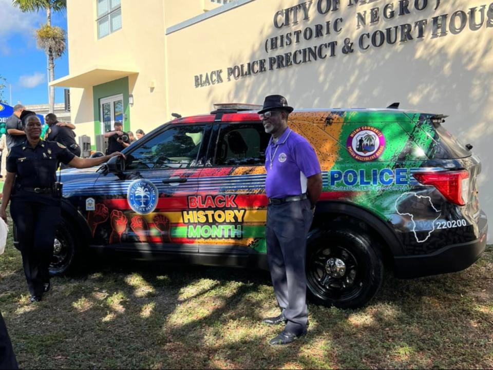 A Miami Police Department cruiser decorated for Black History Month (Miami Police Department)