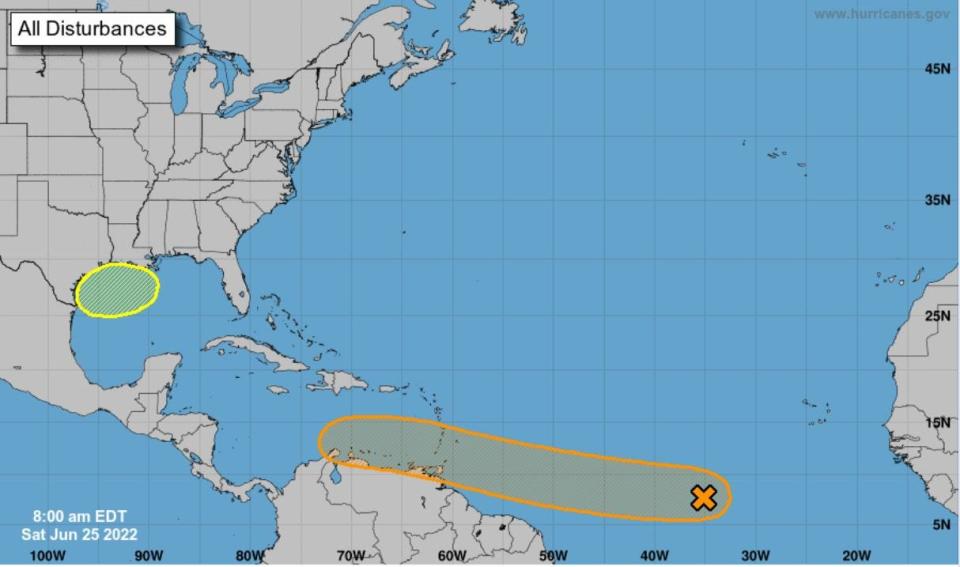 Tropical outlook at 8 a.m. June 25, 2022.