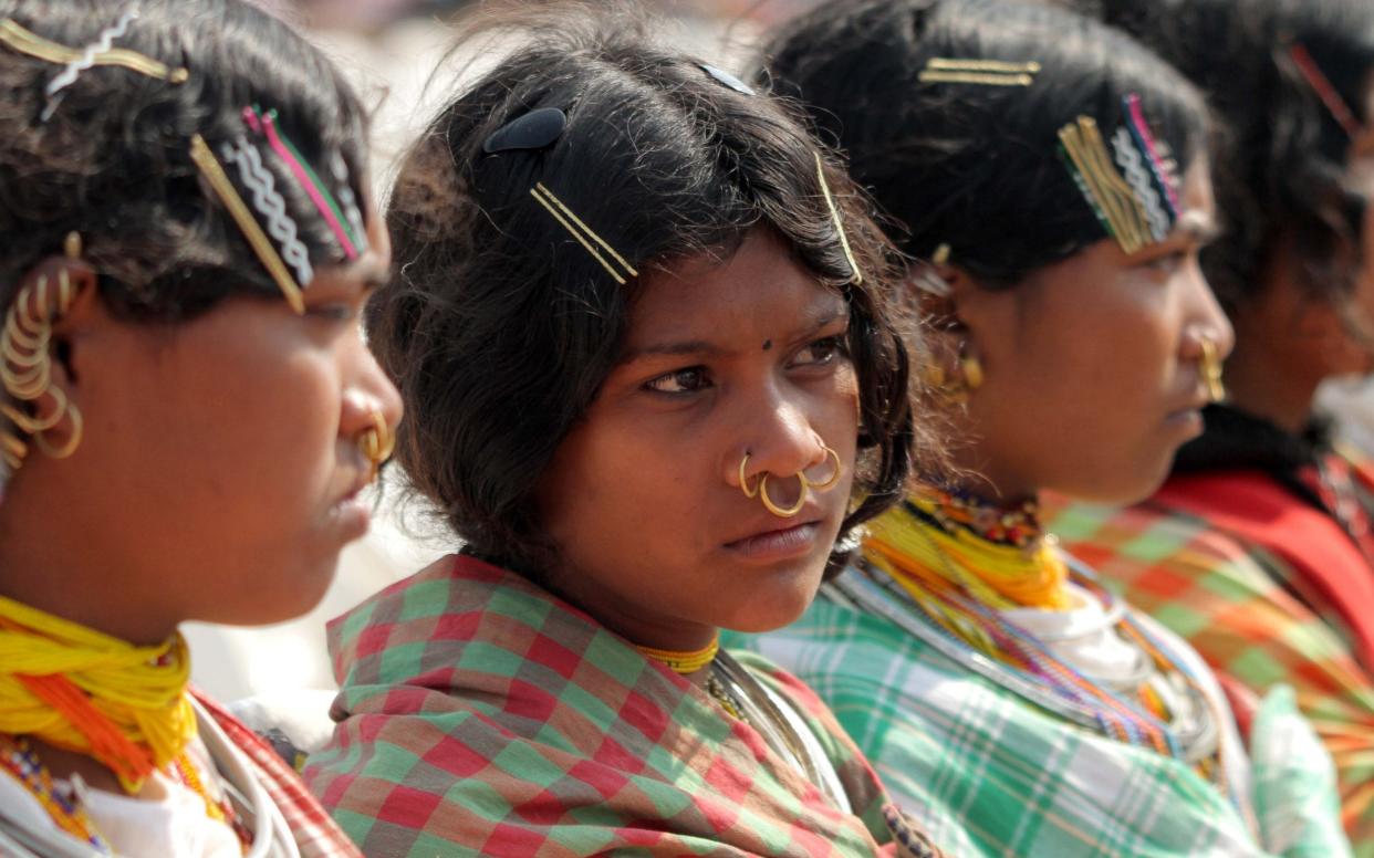 Dongria caste tribal girls of Niyamgiri hills are seen in a political party meeting - NurPhoto