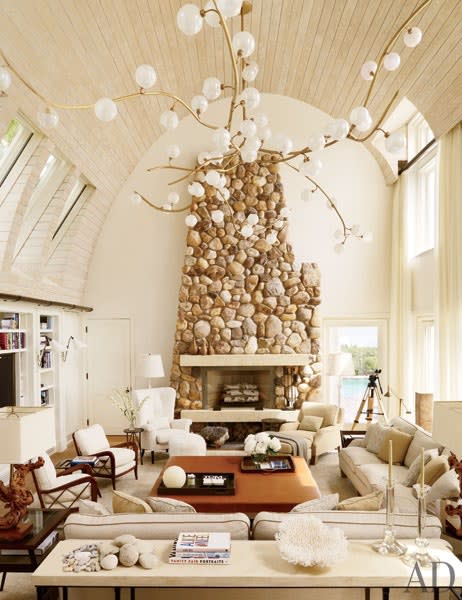 The living room of Bernie Madoff’s former Montauk beach house once it was completely renovated by Daryl and Steve Roth.