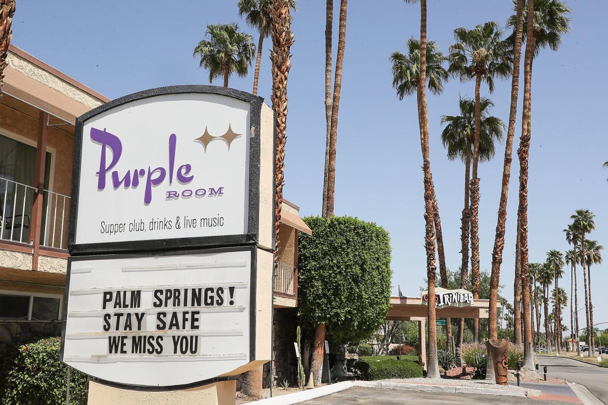 The Purple Room has been closed because of the pandemic but the owner has managed to stay afloat by crowdfunding the Palm Springs supper club, April 16, 2021.