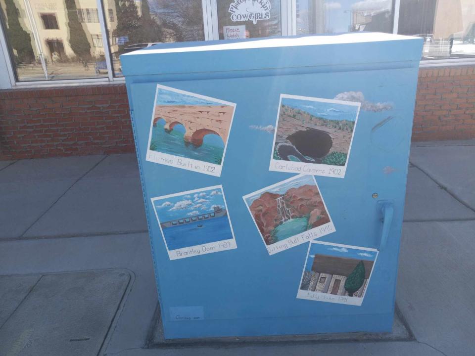 An electrical box at the corner of Mermod and Canal Streets in Carlsbad contains a mural depicting the past of Eddy County.