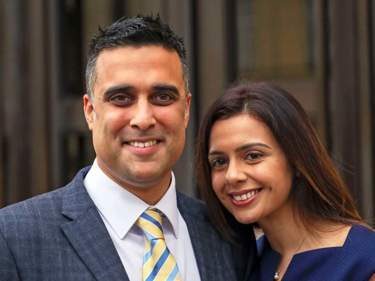 Sandeep and Reena Mander outside Oxford County Court on 6 December, 2019 after they won almost £120k in damages after a judge ruled they were discriminated against by not being allowed to adopt because of their Indian heritage: PA