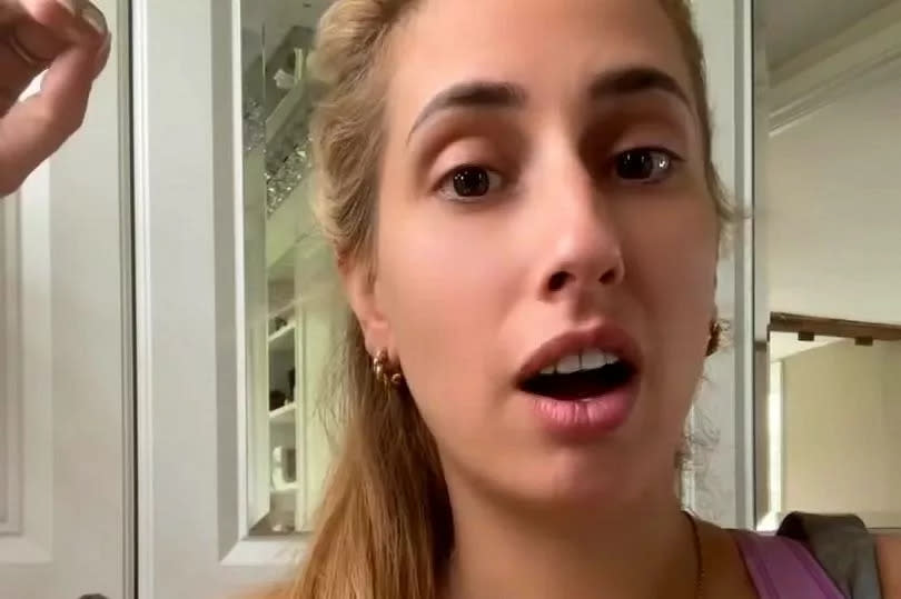 Stacey Solomon in a recent video in which she told fans that she had burnt herself