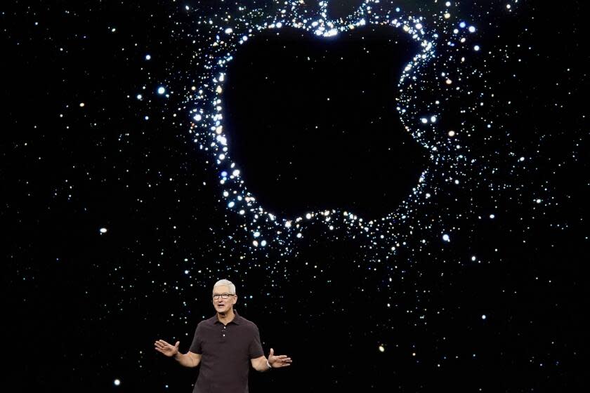 Apple CEO Tim Cook speaks at an Apple event on the campus of Apple's headquarters in Cupertino, Calif., Wednesday, Sept. 7, 2022. (AP Photo/Jeff Chiu)